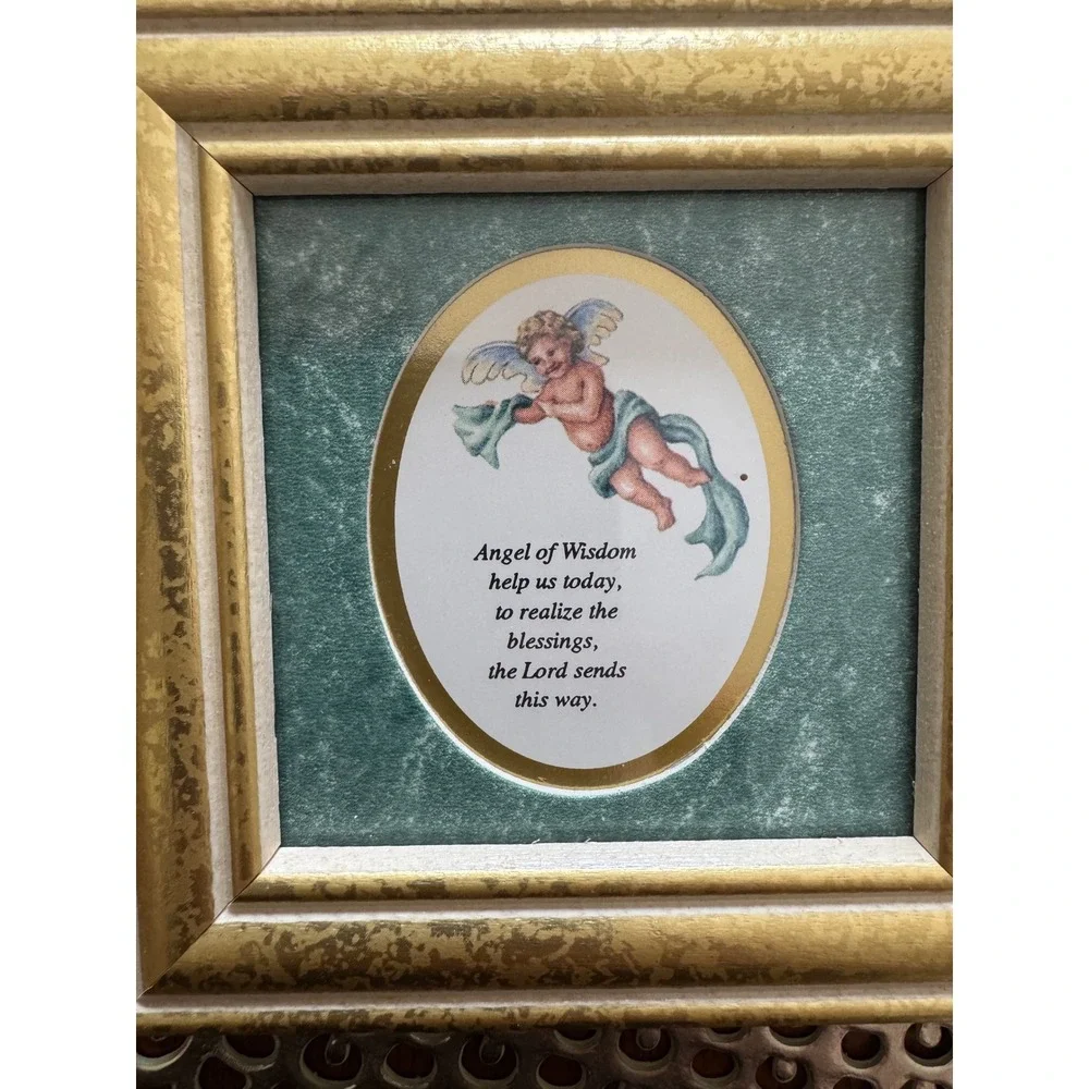 Vintage 1993 Heartfelt Heavenly Accents Kathy Seek Mini Angel Framed Art Set 5